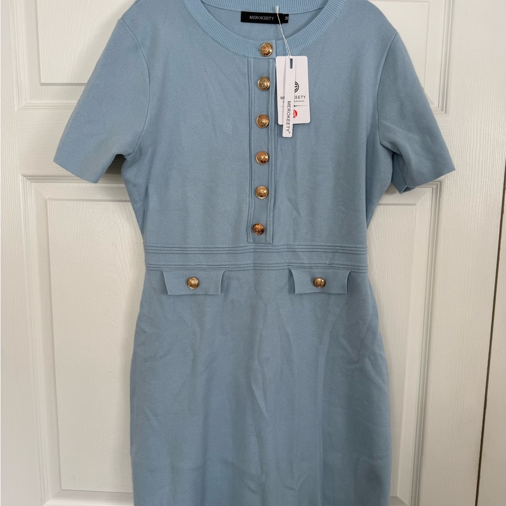 Blue Buttoned Dress